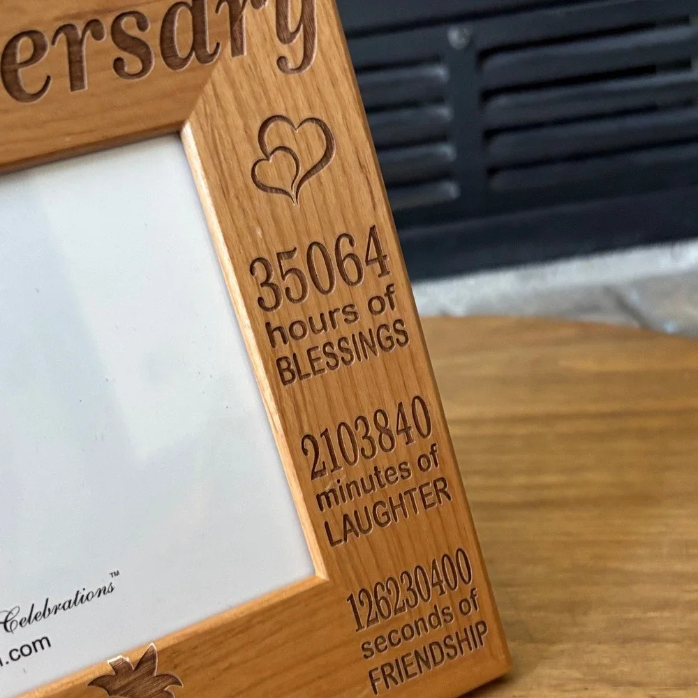 KATE POSH‎ 5th Anniversary Engraved Natural Wood Picture Frame Gifts NEW
